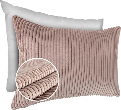 Produktbild von Dekokissen 30x50cm Kissenhülle mit Füllung Kissenbezug mit Reißverschluss Einfarbig Cordsamt Altrosa