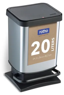 Immagine prodotto di Pattumiera da cucina - Da 20 litri - Con coperchio e pedale - Argento
