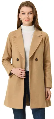 Produktbild von Allegra K Damen Langarm Umlegekragen Zweireiher Raglan Trenchcoat Mantel Khaki X