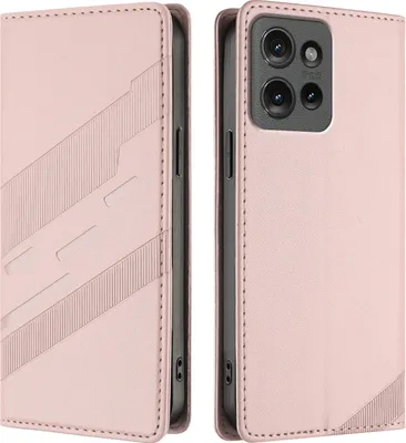 Produktbild von Hülle für Motorola Edge 50, Kunstleder Brieftaschen Handyhülle mit Kartenfach und Standfunktion Pink