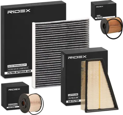 Produktbild von RIDEX Filterset Inspektionspaket Filtersatz für FORD MONDEO IV Turnier (BA7) S-MAX (WA6) GALAXY (WA6) MONDEO IV (BA7) MONDEO IV Stufenheck (BA7)