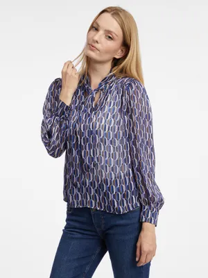 Produktbild von Orsay Blaue gemusterte Damenbluse 650262575000__34