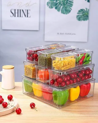 Produktbild von Kühlschrankorganizer-Set, 10-teilig, hochwertig, für Küche und Vorratsraum