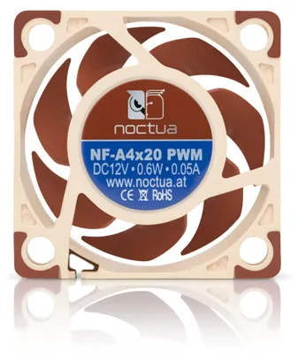 Zdjęcie produktu dla Noctua NF-A4x20 PWM, Wentylator, 4 cm, 1200 RPM, 5000 RPM, 9,4 m³/h, Beżowy, Brązowy