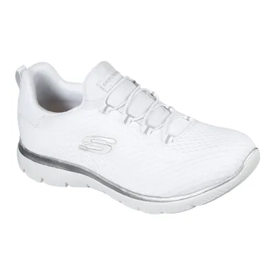 Produktbild von Skechers Damen Sneaker Slipper Summits - Fast Attraction, Weiß, 39 EU, sportlich, mit Memory Foam Einlegesohle & Bungee-Schnürung, aus Textil, Synthetik & Gummi, für Training, Freizeit & Alltag, ganzjährig, flache Sohle (bis 3 cm)