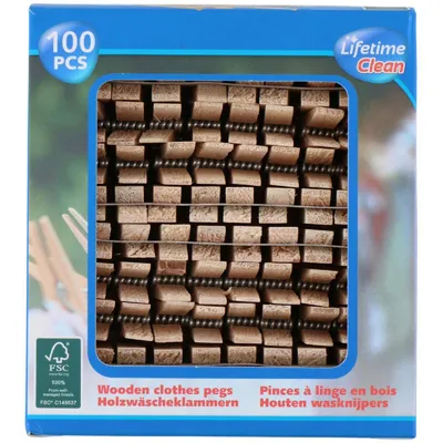 Image de Pinces à linge en bois, 100 pièces.