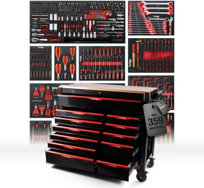 Produktbild von Mephisto Pro-Line BIG XXL Werkzeugwagen mit 12 Schubladen davon 11 mit Werkzeug