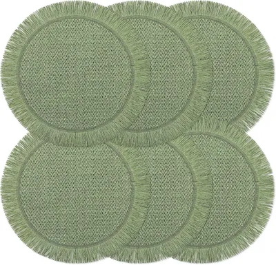 Productafbeelding van Set van 6 placemats, gevlochten van leer, 38 cm, hittebestendige tafelonderleggers