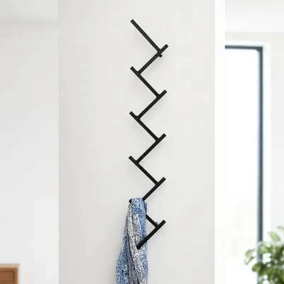 Produktbild von DanDiBo Garderobe Wand Schwarz Metall 96281 Flur Wandgarderobe mit 10 Haken Garderobenleiste 80 cm Modern Flurgarderobe Hakenleiste Garderobenhaken