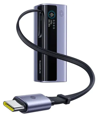 Zdjęcie produktu dla Zasilacz zewnętrzny, kabel USB-C zwijany, 20000 mAh, 145 W - Baseus EnerGeek GR11 (E0027B01) - szary