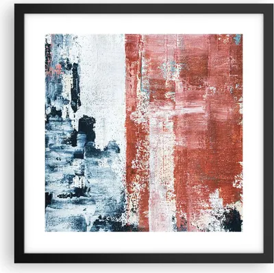 Produktbild von Gerahmtes Poster - Schwarzer Rahmen - Abstraktion Marine Rot - 40x40 cm - Wand Bild - Wanddeko - Wandbilder - Kunstposter - Wandposter - Bilderrahmen - Bilder - Kunstdruck - P2BAC40x40-4883