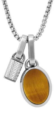 Produktbild von Fossil Halskette-Anhänger Herren Stones Tigerauge Edelstahl JF04852040