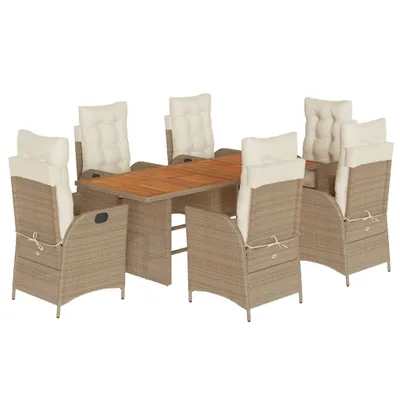 Produktbild von vidaXL 7-tlg. Garten-Essgruppe mit Kissen Beige Poly Rattan