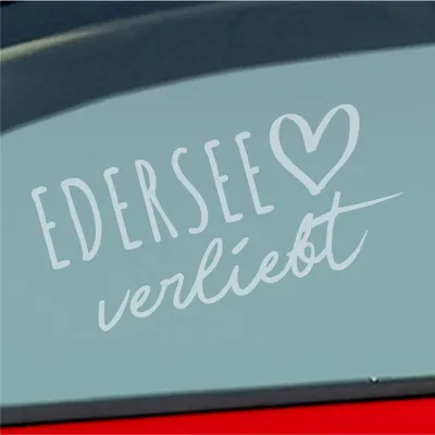 Produktbild von Auto Aufkleber Edersee verliebt Herz See Sea Liebe Car 19x9 cm Milchglas Sticker Heckscheibenaufkleber