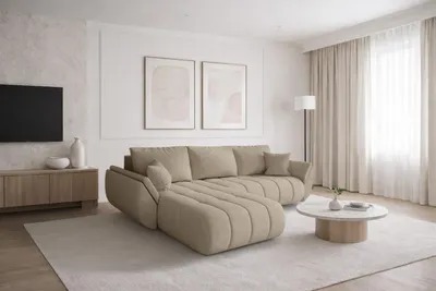 Produktbild von Kaiser Möbel Ecksofa mit schlaffunktion und bettkasten TOKYO PREMIUM, stoff MONOLITH, Ecru, Links