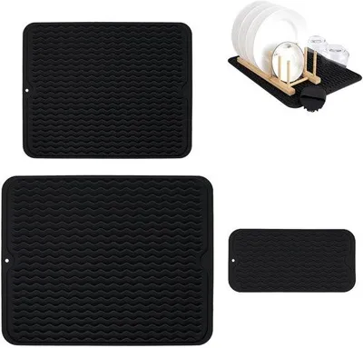 Image de Tapis d'égouttage en silicone : petit, moyen, grand ; sans BPA, résistants à la chaleur, antidérapants