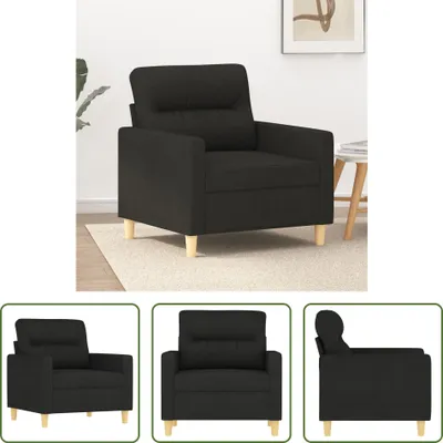 Obrázek produktu pro The Living Store Černá pohovka s křeslem 60 cm látka