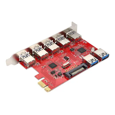 Obrázek produktu pro PCI-E na 5 portů USB 3.0 a 2 porty USB 3.0 Vestavěný adaptér RJ45 1Gb/s rozšiřující karty VIA