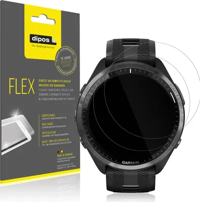 Produktbild von 2x Schutzfolie für Garmin Forerunner 965 Folie, 100% Displayabdeckung, dipos Flex
