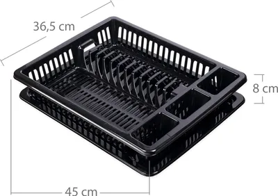 Produktbild von Schramm® Abtropfgestell mit Wanne in verschiedenen Farben ca. 46 x 37 x 8 cm Abtropfgestelle Abtropfständer Abtropfschale Abtropfgitter Geschirrkorb  Abtropfkorb, Farbe:schwarz
