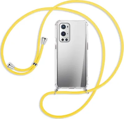 Produktbild von Handykette Backcover-Schutzhülle mit Band (Metall silberfarben) für OnePlus 9 - gelb
