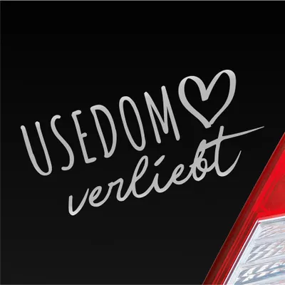 Produktbild von Auto Aufkleber Usedom verliebt Herz Insel Ostsee Liebe Car 19x9 cm Silber Sticker Heckscheibenaufkleber