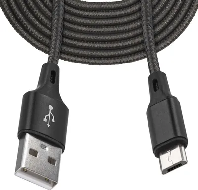 Produktbild von Mobilefox 3m Universal Micro USB Schnell Lade Daten Kabel Nylon Stecker Schwarz