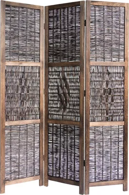 Image de Paravent Séparation de pièce 3 pièces Bois Cloison de séparation Brune Saule