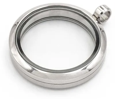 Produktbild von Vintageparts Glasmedaillon Edelstahl platinfarben mit Schraubverschluss rund 30 mm zum Befüllen, 1 Stück