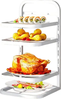 Produktbild von Heikoeco® Küchentheken-Aufbewahrungsregal, Topf- und Pfannen-Organizer, Höhenverstellbar, verstellbarer Organizer für Töpfe und Lebensmittel Weiß