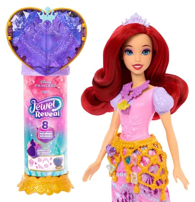 Produktbild von Disney Princess Jewel Reveal Arielle Modepuppe mit 8 Überraschungen wie Juwelenbox und 10 Zubehörteilen, Modepuppe, Weiblich, 3 Jahr(e), Junge/Mädchen, 317,5 mm, Mehrfarbig
