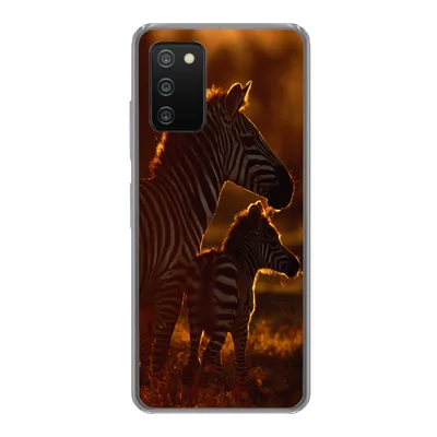 Produktbild von MuchoWow® Handyhülle Schutzhülle Hülle für Samsung Galaxy A03s Zebra - Sonne - Fohlen Silikon Softcase Handy Hülle - Schutz