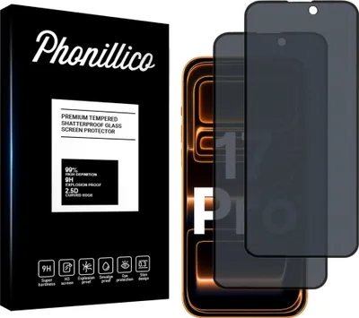 Produktbild von Hartglas Anti-Spy für iPhone 17 PRO [2 Stück] Schwarze Displayschutzfolie Screen Protector Film Privacy Anti-Kratzer Glas Resistant Phonillico®