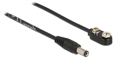 Zdjęcie produktu dla DeLOCK Kabel zasilania DC 5,5 x 2,1 mm męski do połączenia baterii 9 V, 9 V block battery, DC 5.5 x 2.1, 0,3 m, Czarny