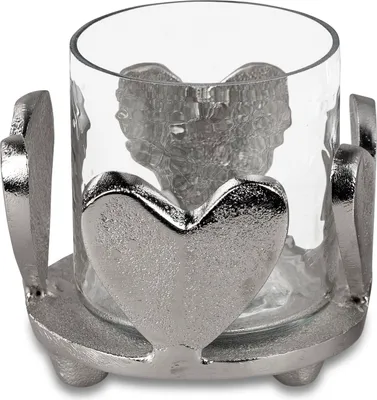 Produktbild von Deko Windlicht Herz 7x10cm Metall+Glas Kerzenhalter Leuchter formano