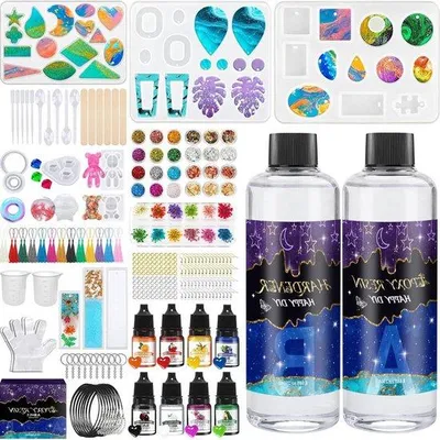 Image de Kit de démarrage avec résine époxy pour créer soi-même des bijoux, kit complet
