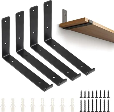 Produktbild von 4 Stk Regalhalterung Schwarze, L-Form Regalhalter, Wandregal Halterung, Heavy Duty Regalhalterung, Regalträger Metall, Für Bücherregale, Schrankregale, Badezimmerregale, Blumenregale,20cm