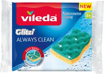 Packaging for Vileda Glitzi Always Clean sponges.