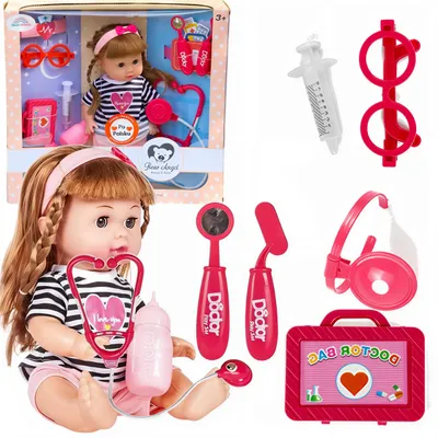 Produktbild von Baby Puppe Arztset, Doktorspielzeug, Puppenzubehör, Lernspielzeug, Kinderset