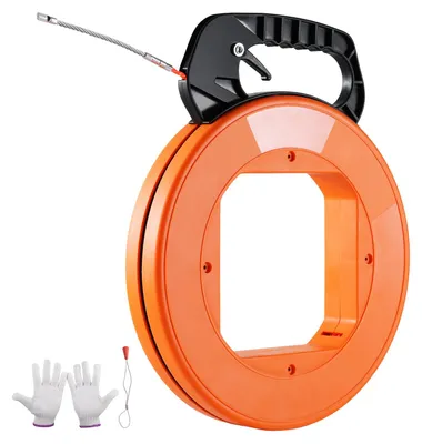Produktbild von VEVOR Fischband, 73,2 m 3 mm (240 Fuß, 1/8 Zoll), Stahlseilzieher mit optimiertem Gehäuse und Griff, benutzerfreundliches Kabelziehwerkzeug, flexible Drahtangelwerkzeuge für Wände und elektrische Leitungen, nicht leitend, 30.5m 6.35mm