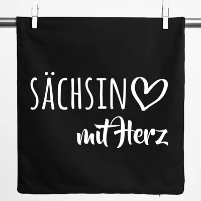 Produktbild von Huuraa Kissenbezug Sächsin mit Herz 40x40cm Black Baumwolle Dekokissenbezug Geschenkidee