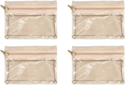 Produktbild von Vier kleine Reise-Schmuckkästchen - mit cremefarbenen Samtbeuteln - Reise-Schmuckbeutel mit Klettverschluss - Schmuckkästchen aus Organza - ideal für Mädchen und Damen - Reise-Schmuckopbehalter
