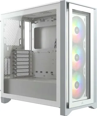 Produktbild von Corsair iCUE 4000X RGB, Midi Tower, PC, Weiß, ATX, EATX, micro ATX, Mini-ITX, Kunststoff, Stahl, Gehärtetes Glas, Gaming