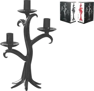 Produktbild von H&h 3-flammiger Glasleuchter, 31 cm, schwarz