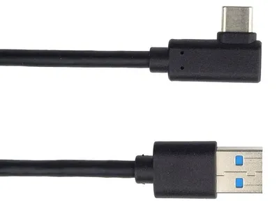 Image de Câble USB Type C/M - USB 3.0 A/M Connecteur incurvé à 90°, 1 m
