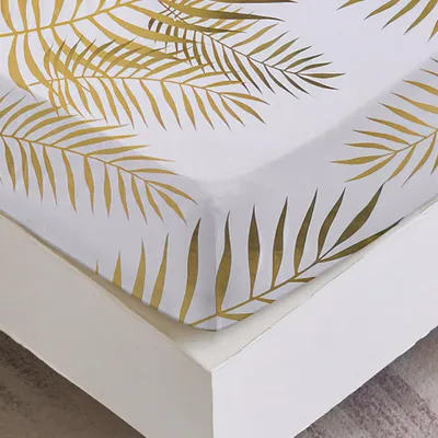 Productafbeelding van Spreeikussen 135x190 cm - Goudkleurig bladmotief - Geschikt voor matrassen tot 30 cm hoogte