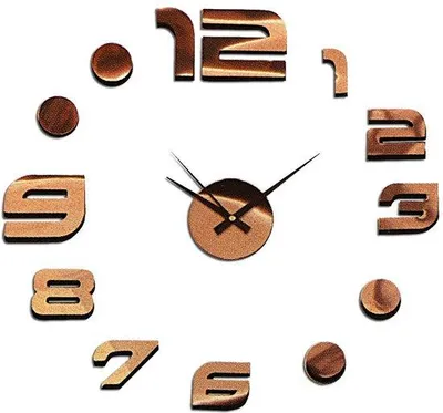 Produktbild von Roségoldene Wanduhr aus Kunststoff, Quarzwerk, Dekoration für Küche oder Wohnzimmer