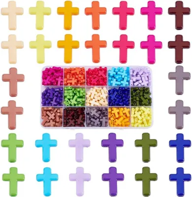 Imagen del producto de Solidchoice - 300 cuentas de acrílico en forma de cruz en 15 colores para la creación de joyas
