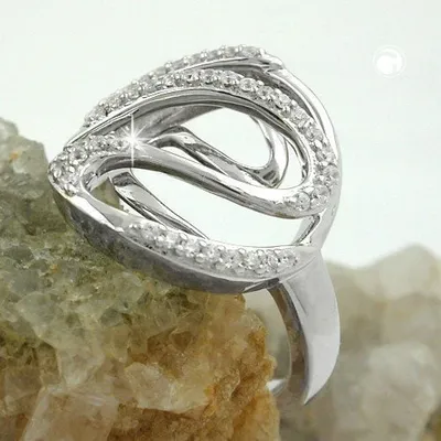 Produktbild von Gr. 62 - Ring 20mm mit vielen Zirkonias glänzend rhodiniert Silber 925 Ringgröße 62