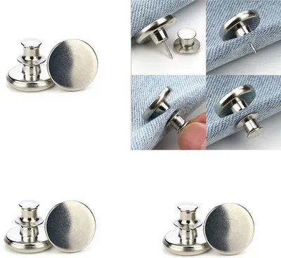 Immagine prodotto di Bottoni metallici rimovibili per jeans, 17 mm, set da 3, argento